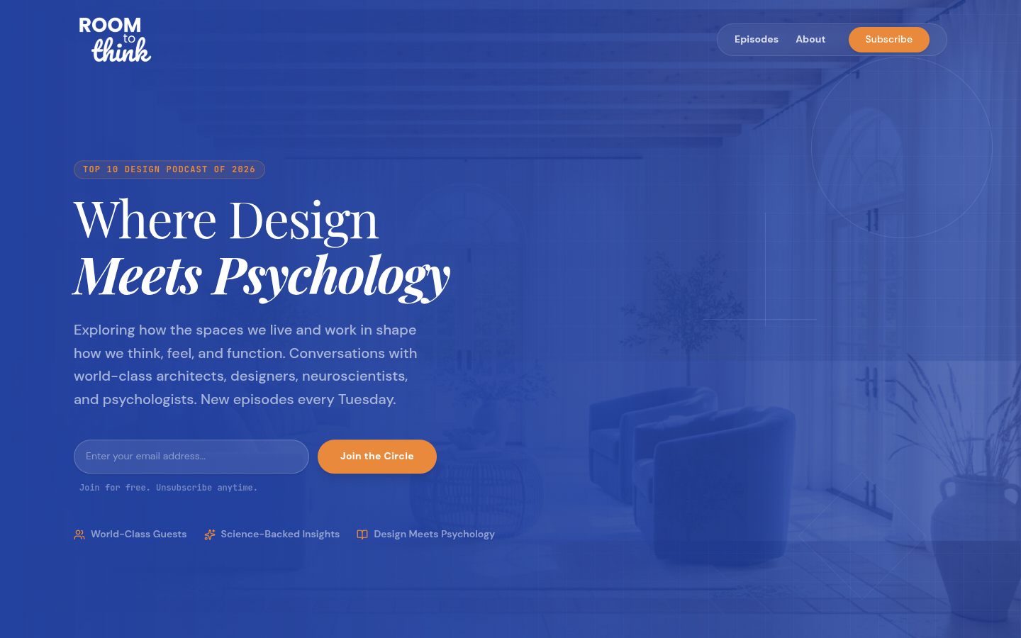 Room to Think Podcast website screenshot